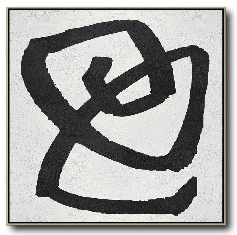 Extra Large Acrylic Painting On Canvas,Oversized Minimal Black And White Painting - Modern Painting Abstract